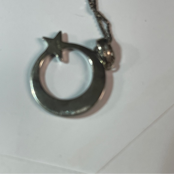 🌔Lovely Crescent Blue Fire Opal Moon and Star Sterling Silver Necklace! - Picture 8 of 11